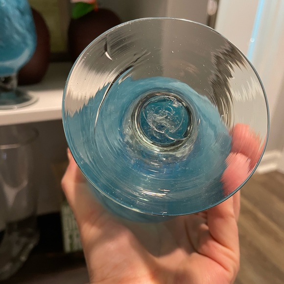 Set of 4 Blue Glass Drinking Goblets - Picture 10 of 11